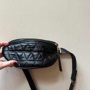 Black Quilted Leather Belt Bag